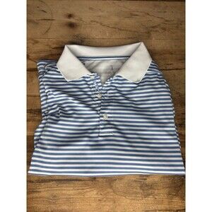 Bobby Jones Performance Golf Polo Blue White Striped Mens Size Large Shirt
